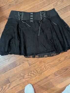 Black Lace Mini Skirt with Corset Waist